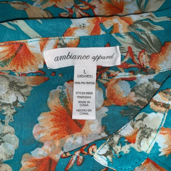 Ambiance Apparel Floral Button Up Tank with Collar - Picture 6 of 7